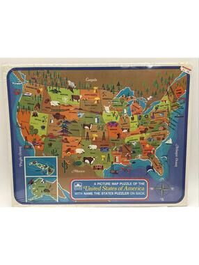 Vintage 1968 Golden Picture Map Puzzle United States of America 14.5 X 11.5” New